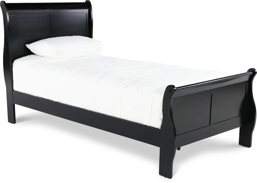 Louis Black Twin Sleigh Bed-1