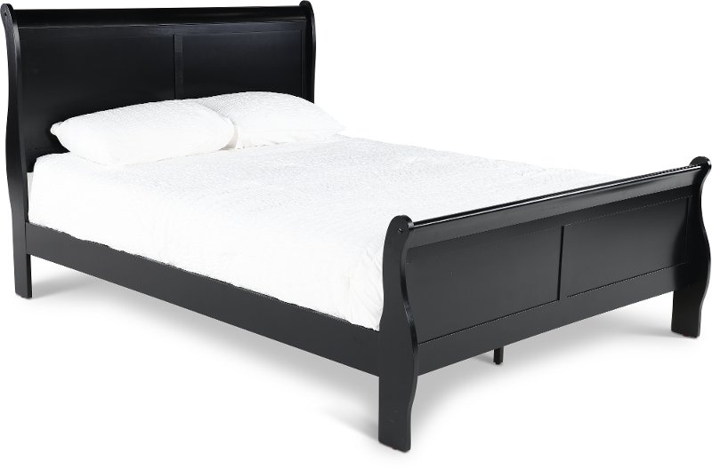 Louis Black Full Sleigh Bed