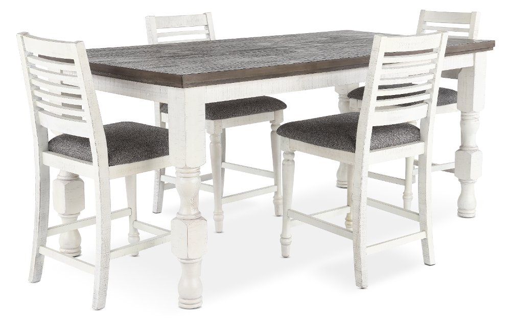 Clabria White and Gray 5 Piece Counter Height Dining Set