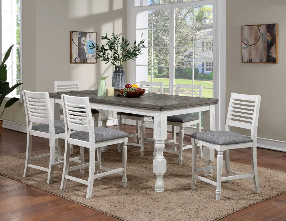 Clabria White and Gray 5 Piece Counter Height Dining Set-1