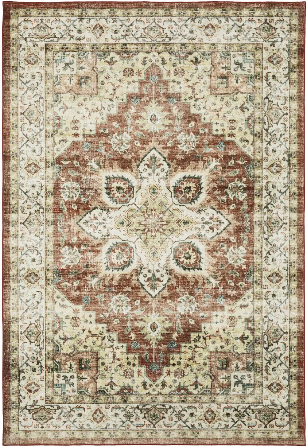 Sumter 2 x 3 Red and Ivory Washable Rug-1