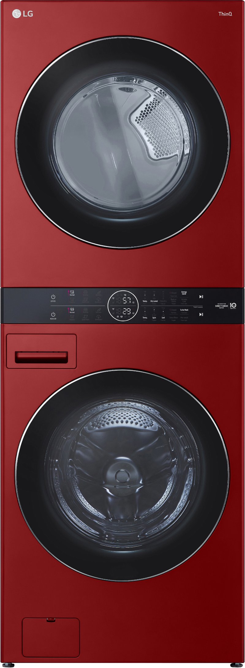 LG WashTower Electric Washer and Dryer Set - Candy Apple Red