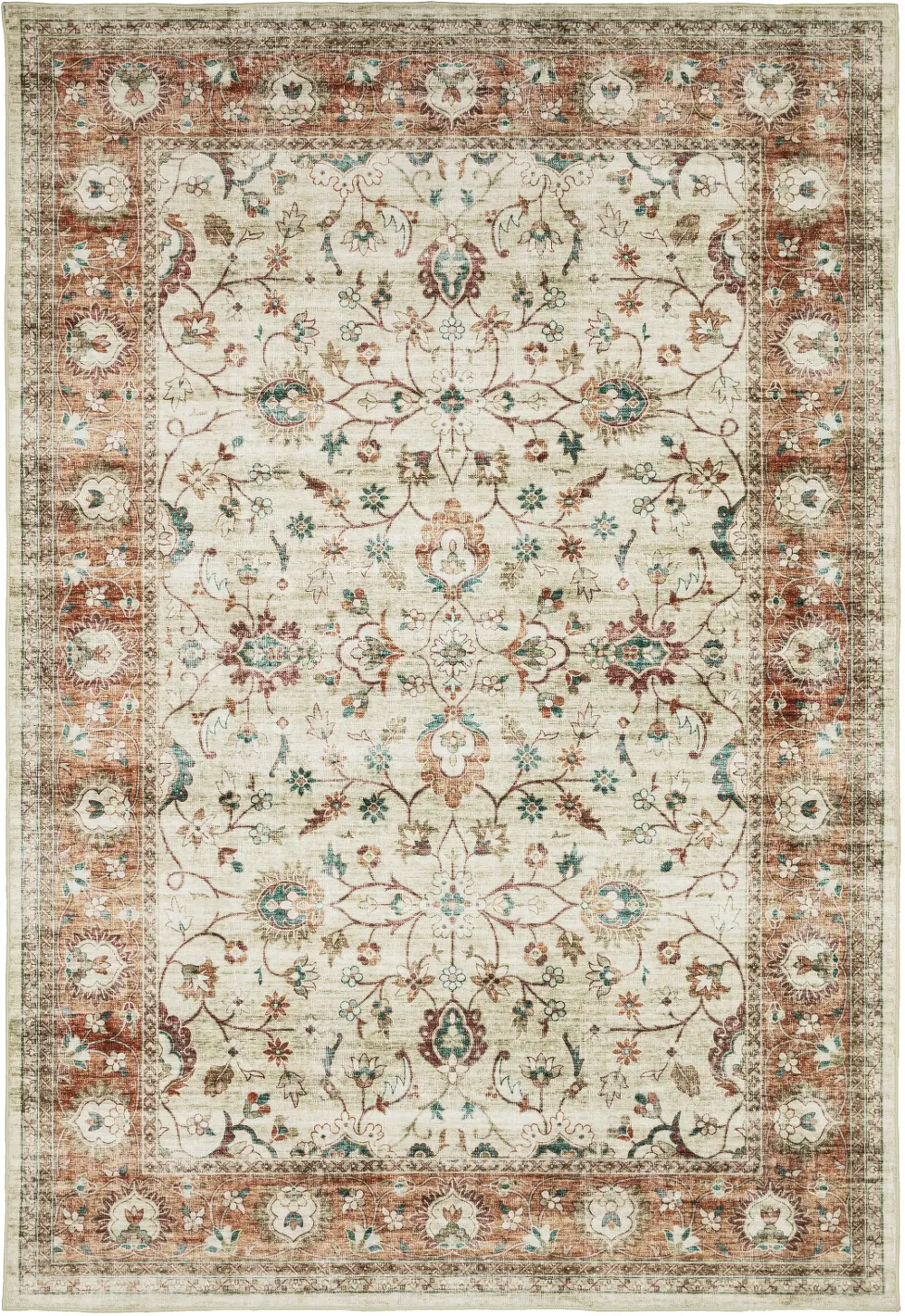 Sumter 2 x 3 Rust and Ivory Washable Rug-1