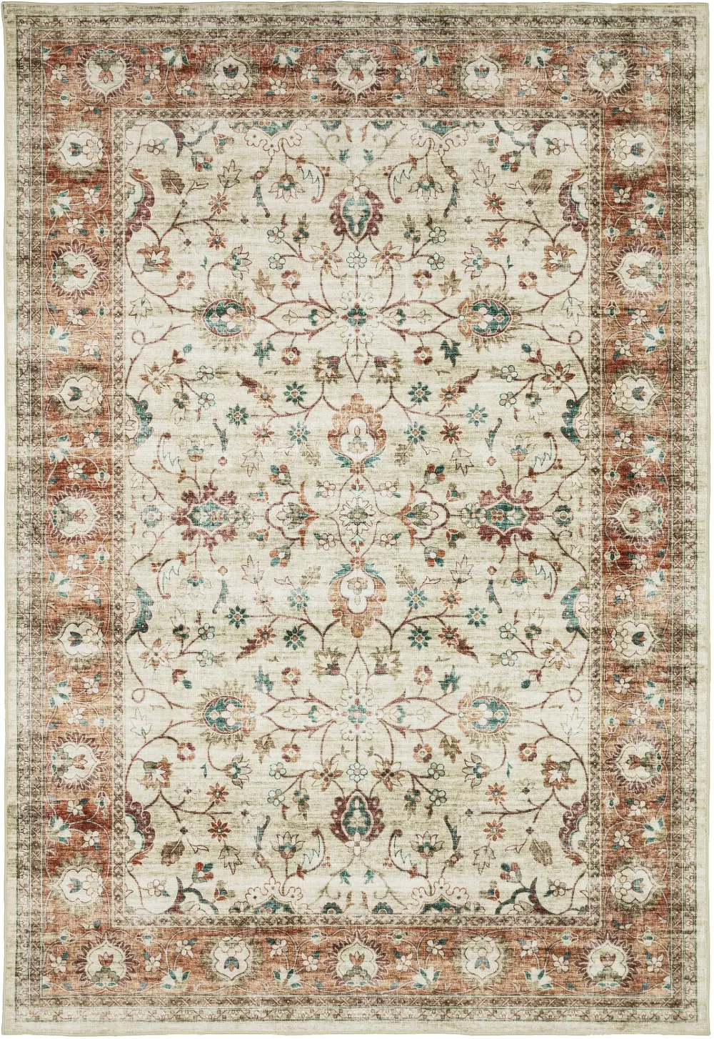 Sumter 2 x 8 Rust and Ivory Washable Runner-1
