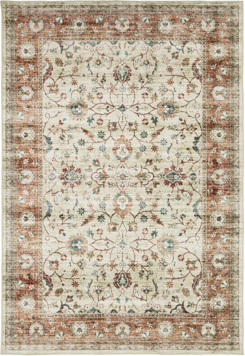 Sumter 5 x 7 Rust and Ivory Washable Rug