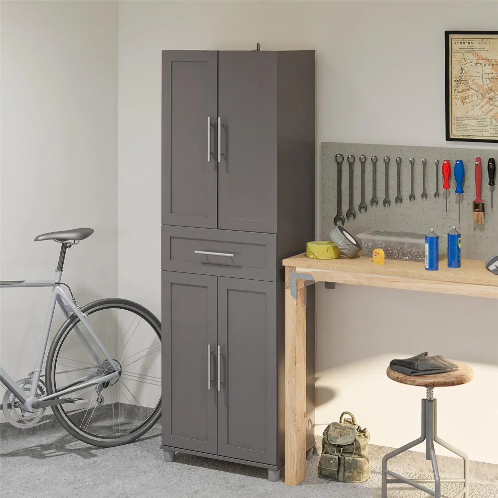 Camberly Framed Graphite Gray 4 Door Storage Cabinet-1