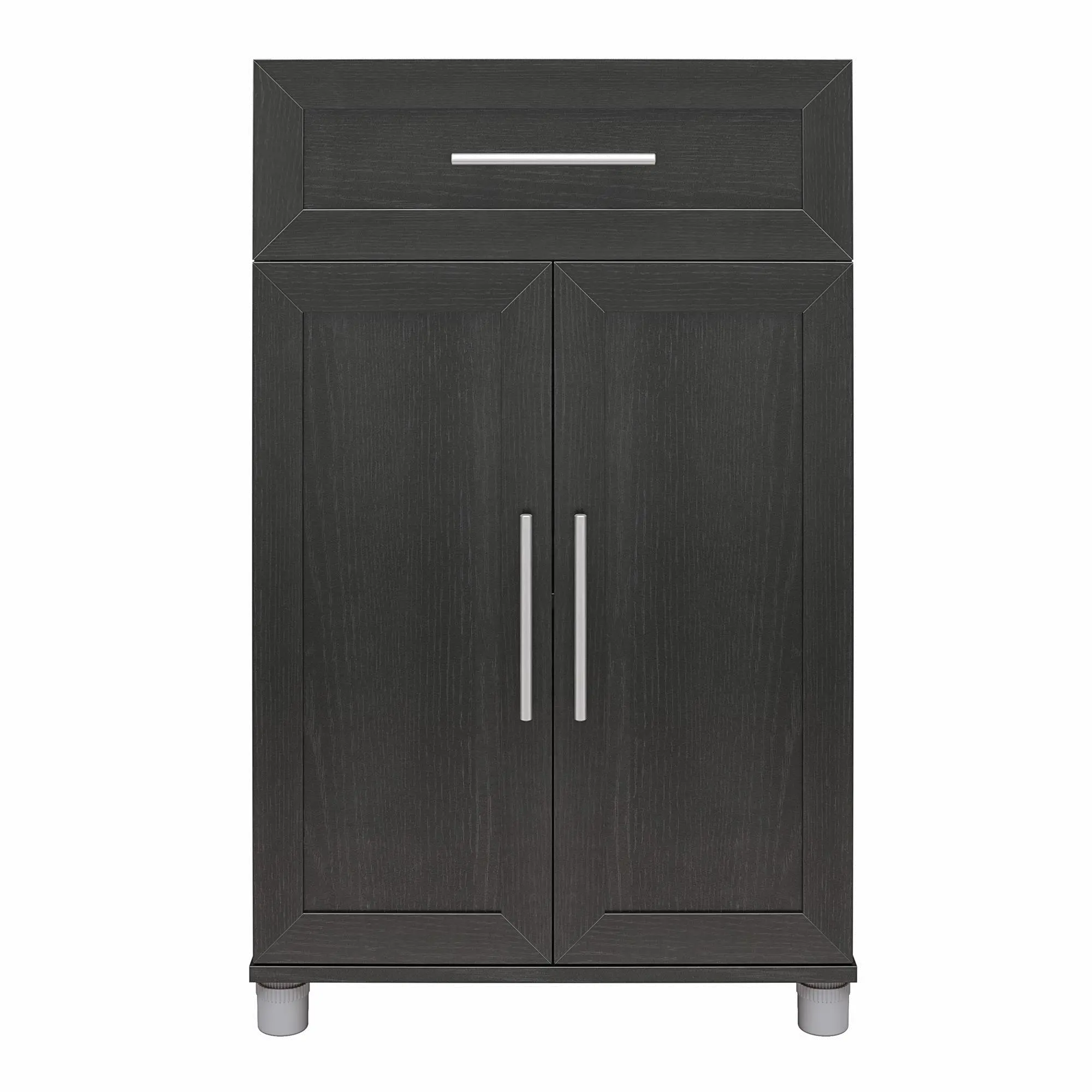 Camberly Framed Black Oak Storage Cabinet with Drawer