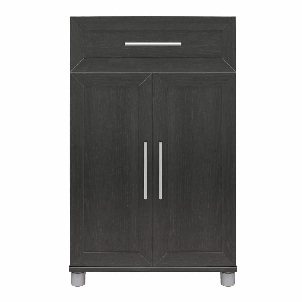 Camberly Framed Black Oak Storage Cabinet with Drawer-1