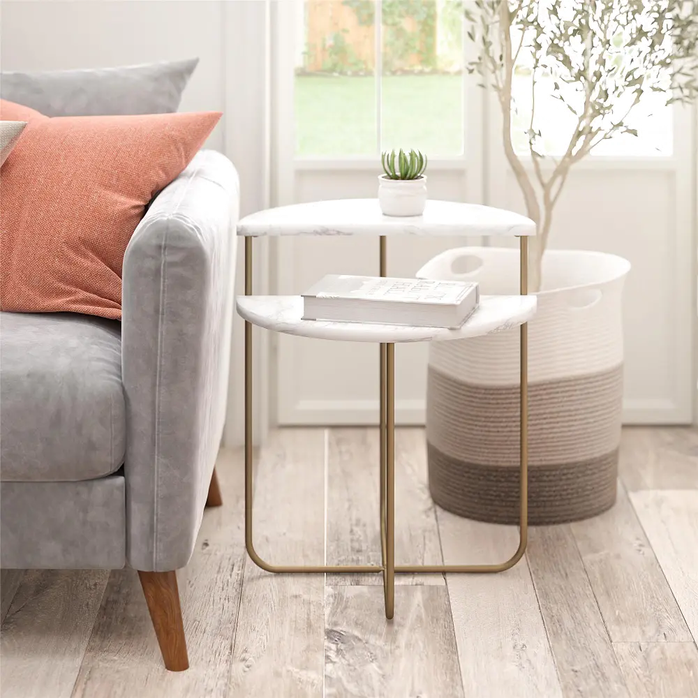 Athena White Marble End Table-1