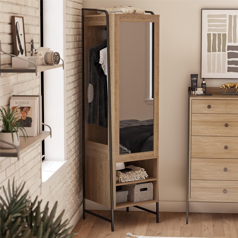 112911846 Bushwick Natural Wardrobe with Mirror sku 112911846