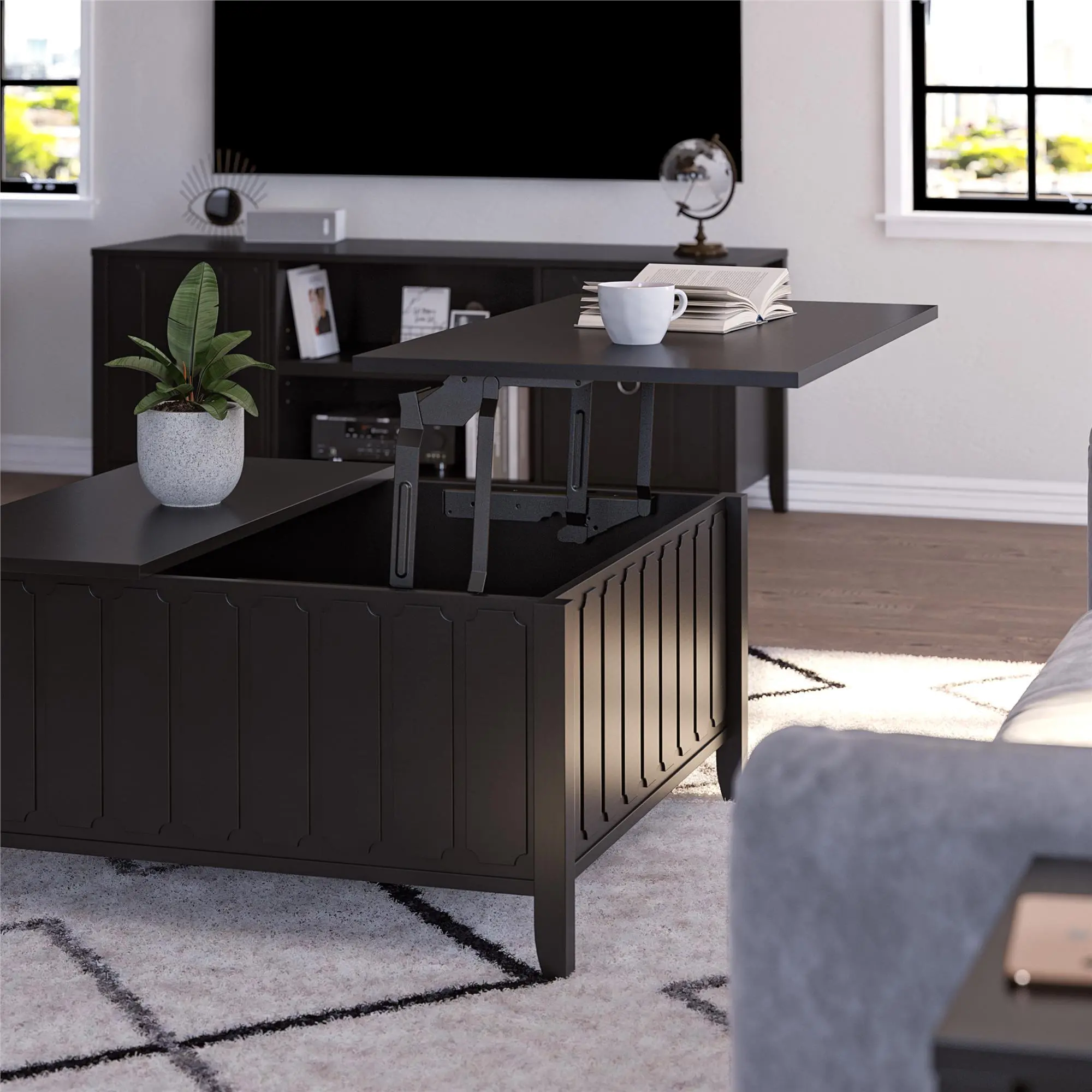 Majesty Black Lift Top Coffee Table