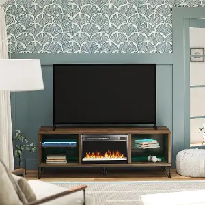 Walnut fireplace tv deals stand