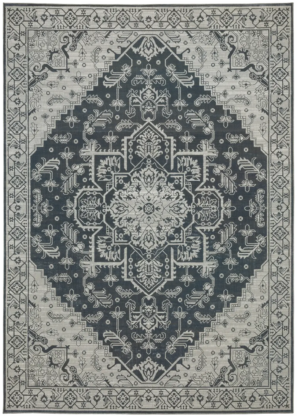 Intrigue 5 x 8 Blue and Beige Area Rug-1