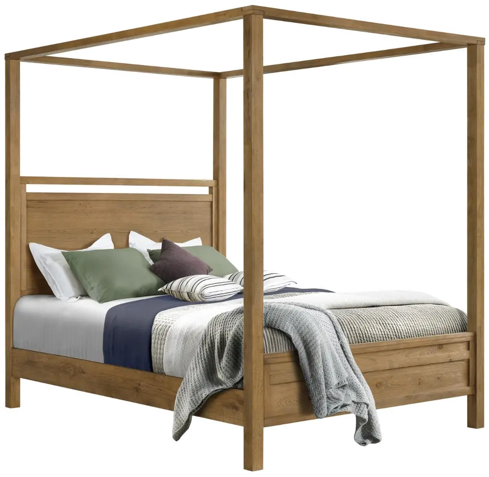 Boho Sandstone Tan Queen Canopy Bed-1