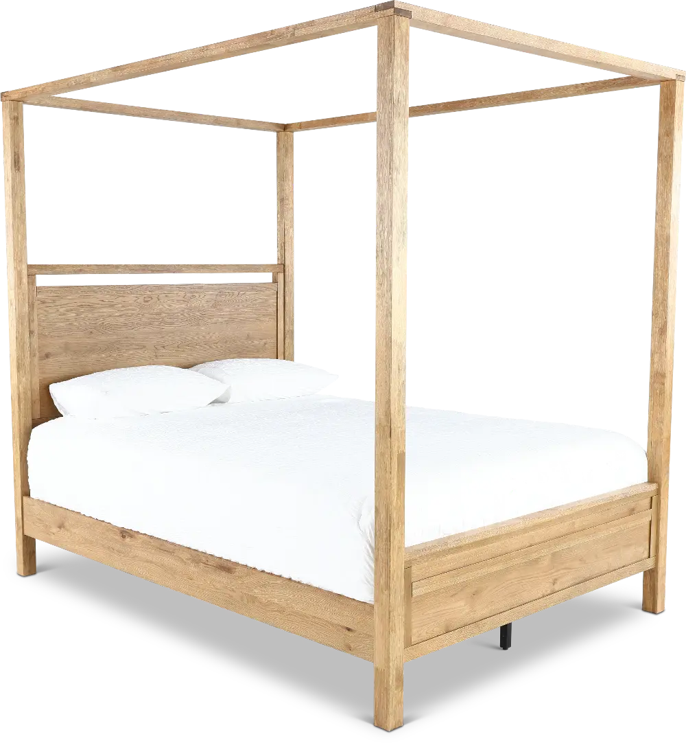 Boho Sandstone Tan King Canopy Bed-1
