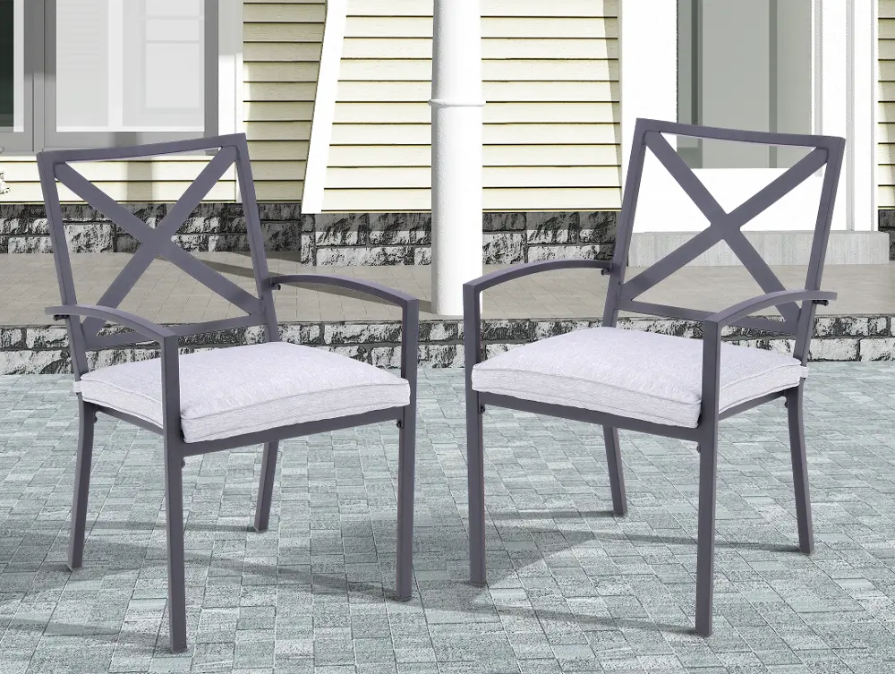 Nusa X-Back Outdoor Dining Chairs with Cushion, Set of 2-1