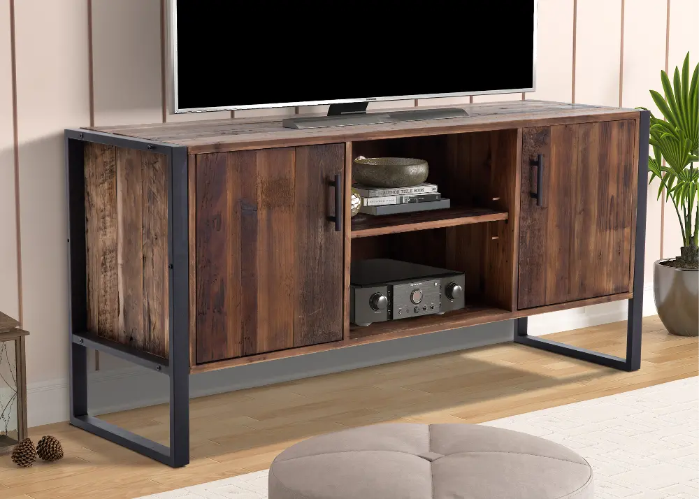 Refugio 60  Reclaimed Wood and Metal TV Stand-1