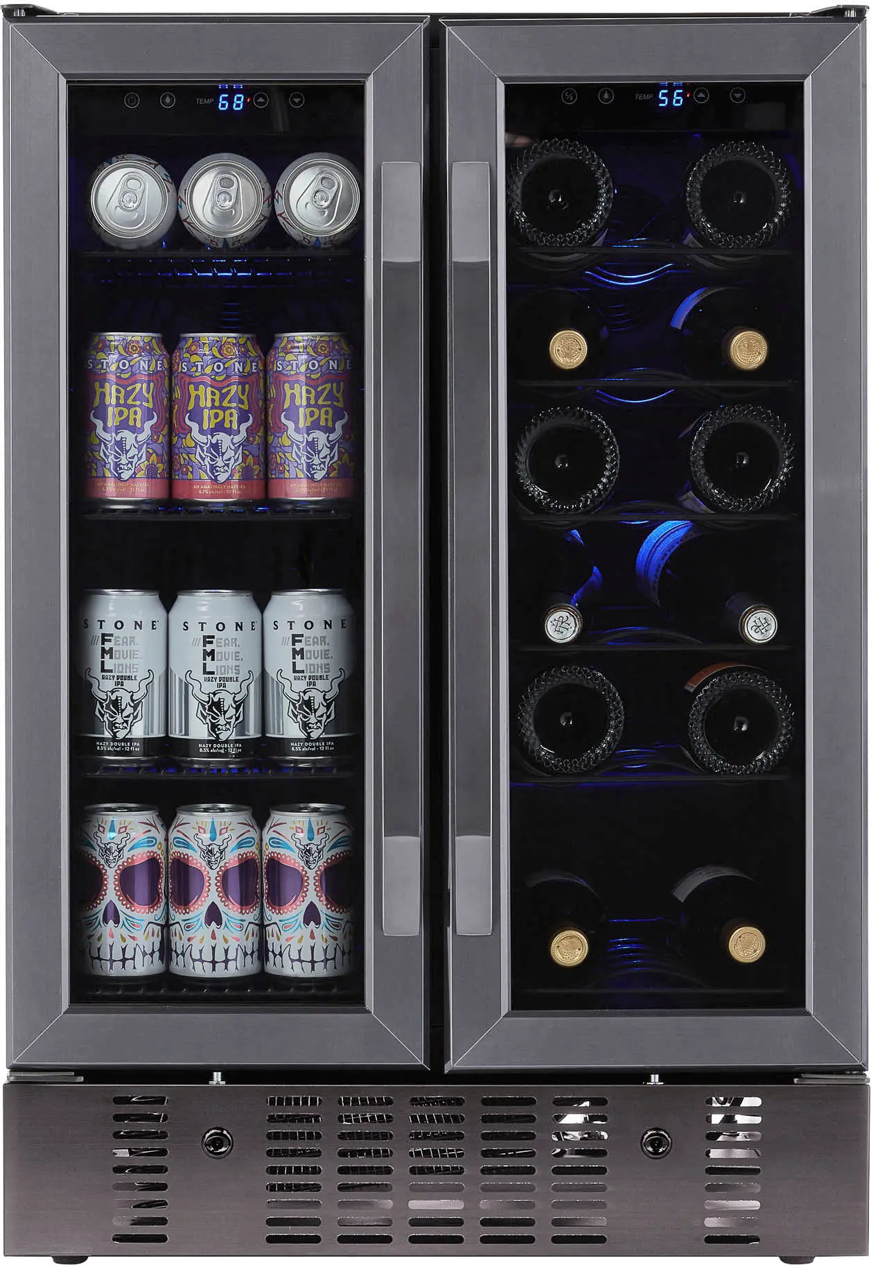 Photos - Wine Cooler NewAir New Air 24" Wine and Beverage Refrigerator - Black Stainless Steel