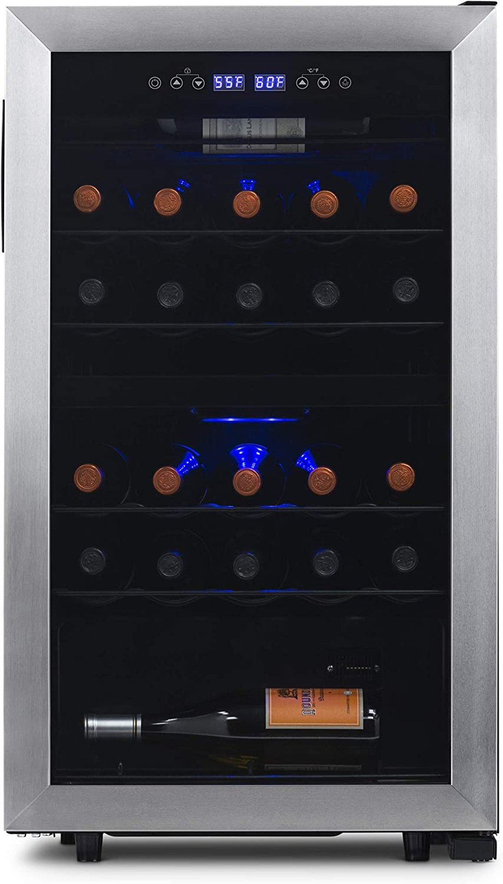 New Air 28 Bottle Freestanding Dual Zone Compressor Wine Fridge -...