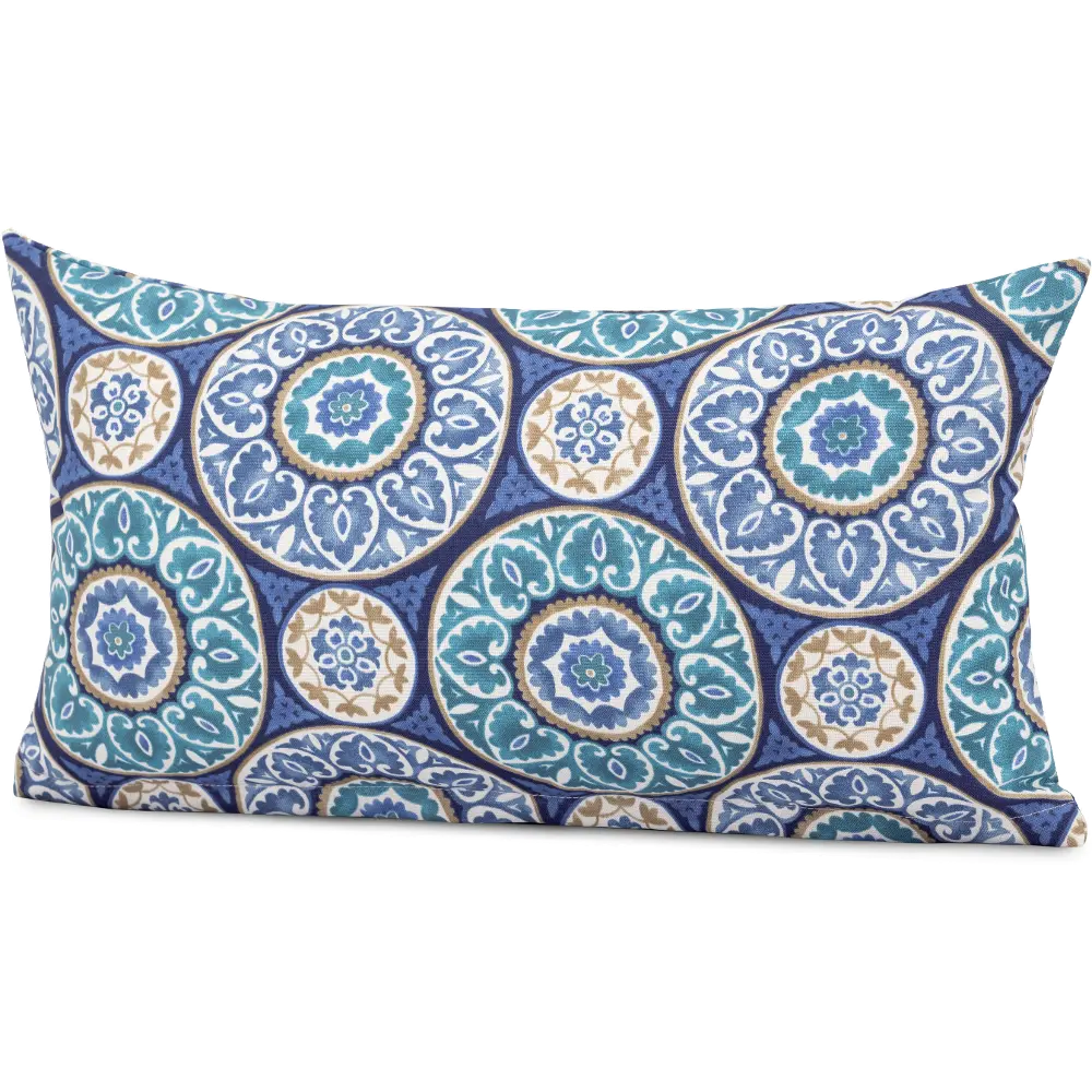Tabea Blue and White Lumbar Outdoor Pillow-1