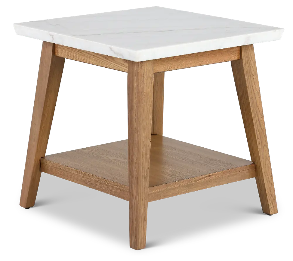 Vida White Marble and Natural End Table-1