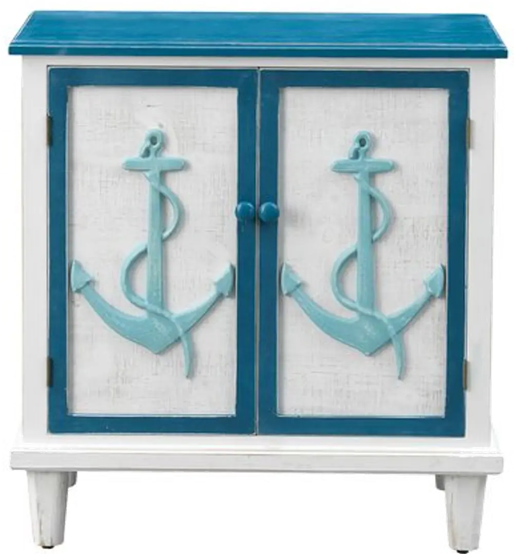 55610 Lagoon Coastal Two Door Accent Cabinet with Anchor Motif-1