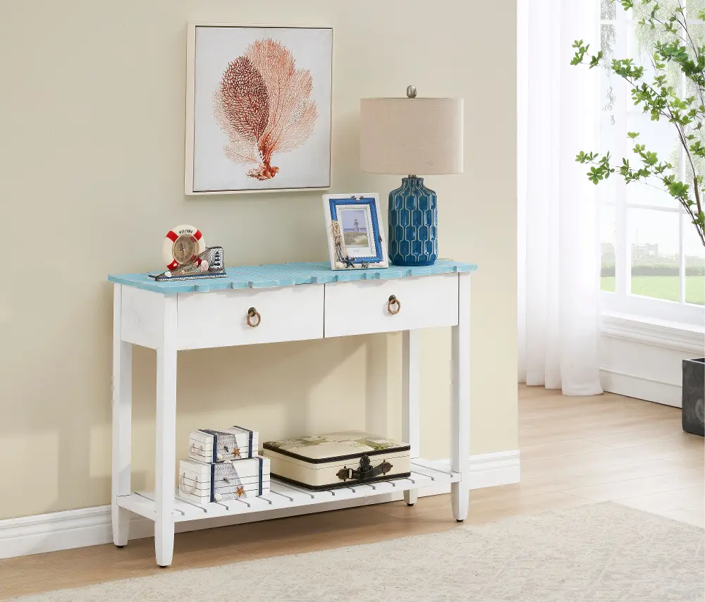 66102 Boardwalk Blue and White Plank Style Sofa Table-1