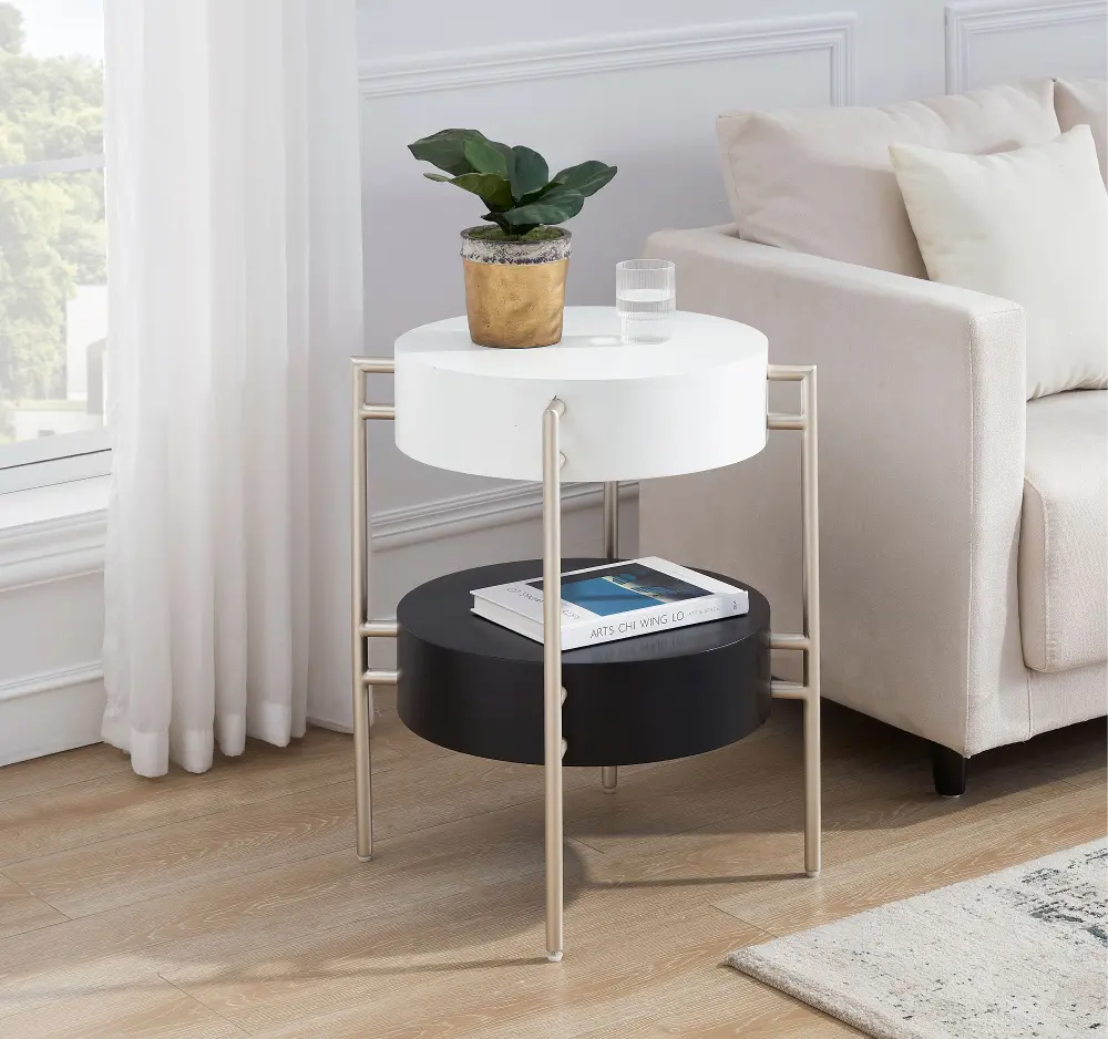 71126 Kelsie Black and White End Table-1