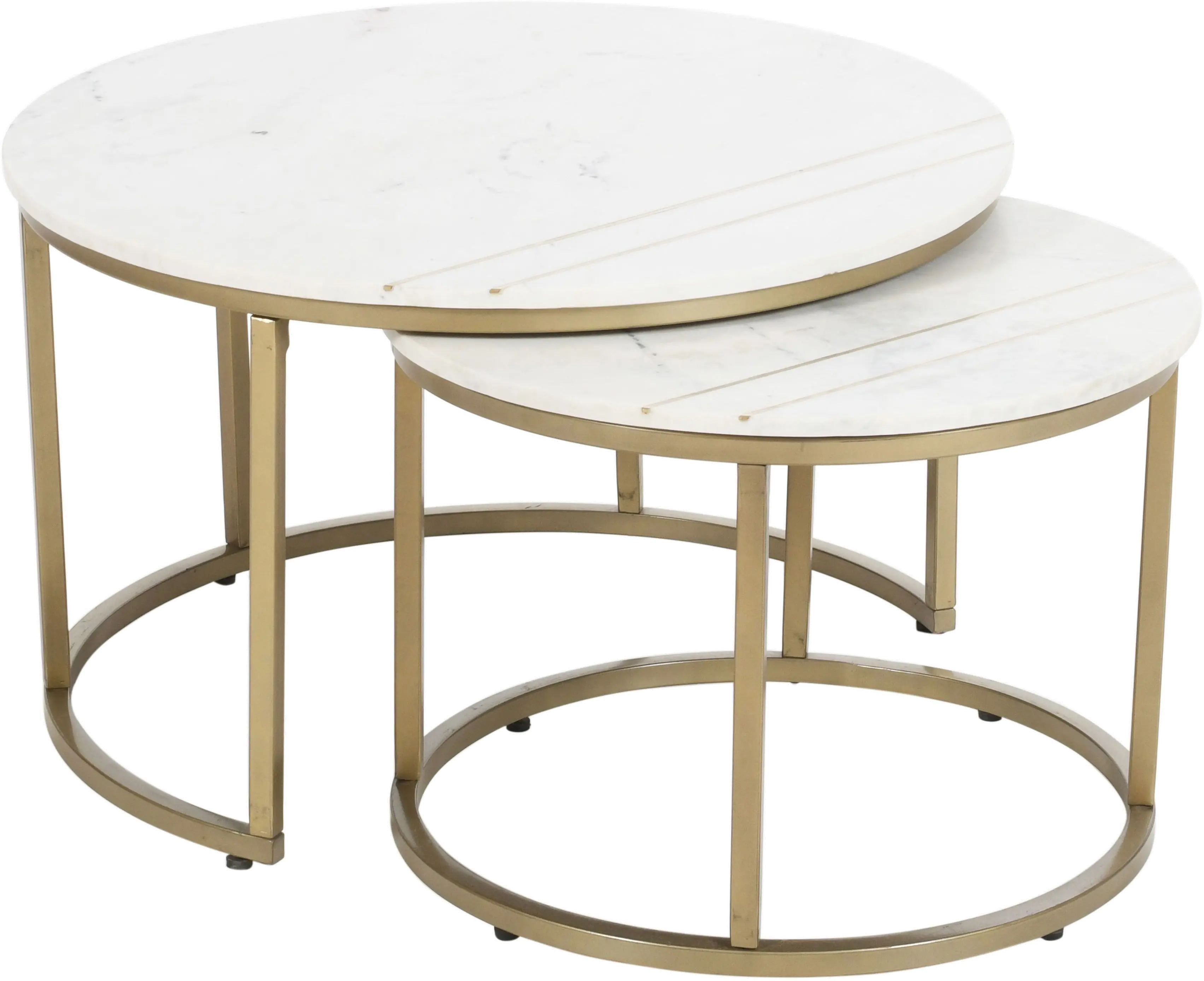 Kayla White Marble Round Nesting Tables, Set of 2