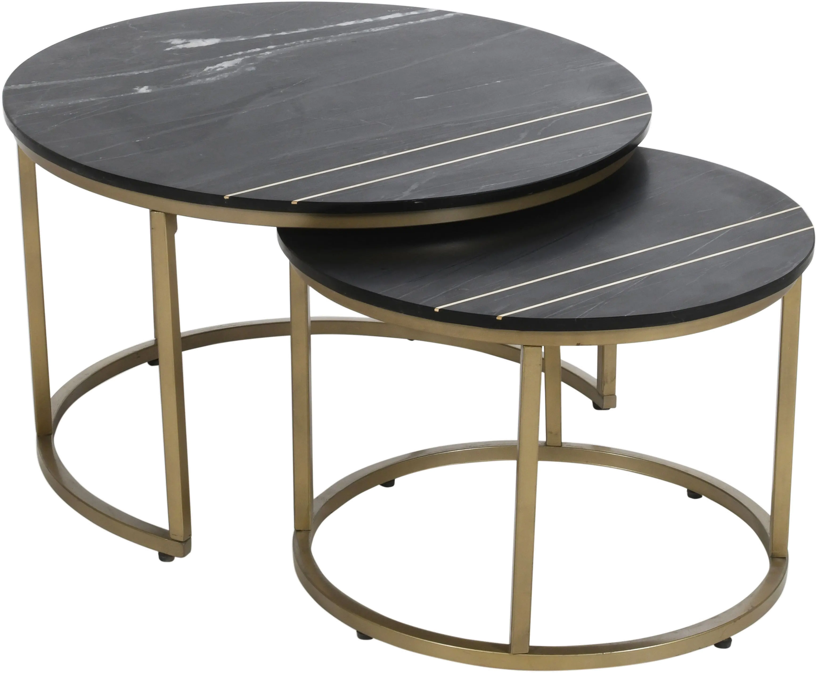 Kayla Black Marble Round Nesting Tables, Set of 2
