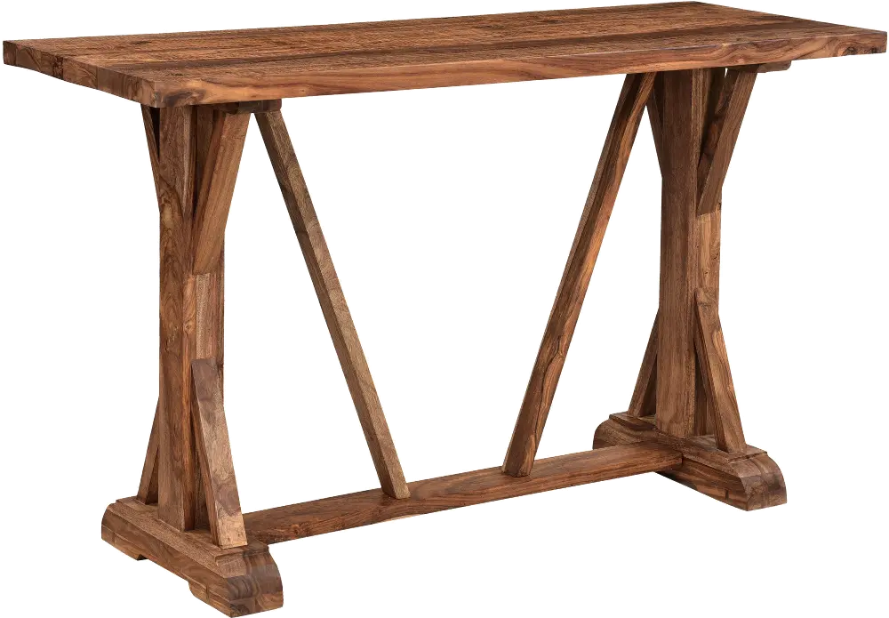 73341 Brownstone Rustic Brown Console Table with Trestle Base-1