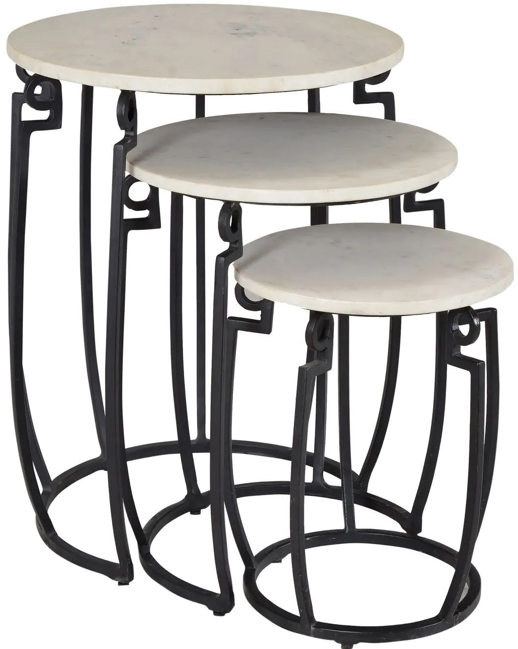 93411 Evander Round White Marble Nesting Tables, Set of  sku 93411