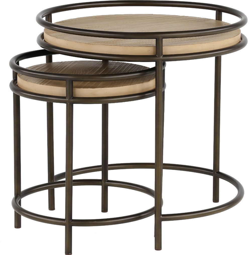 Cena Natural Round Nesting End Tables
