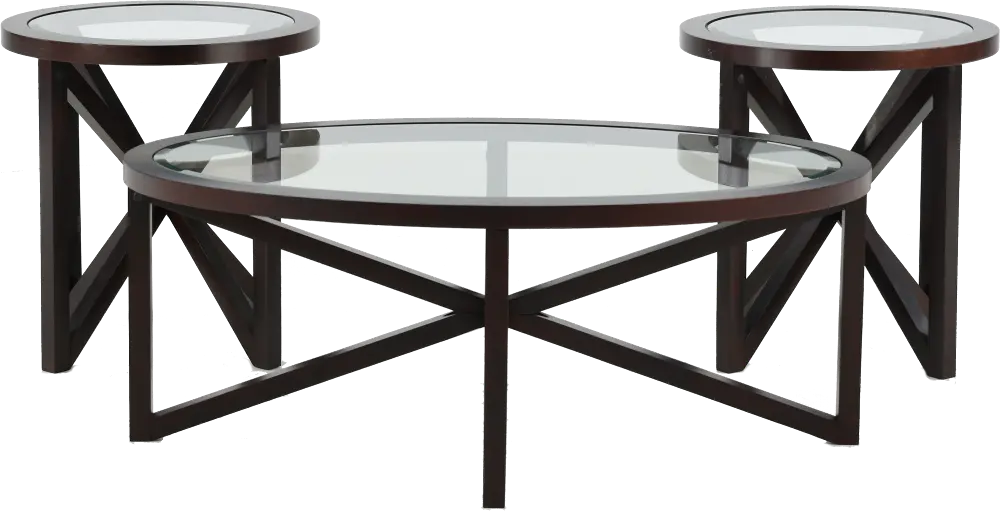 Cole Espresso Cocktail and End Table 3-Piece Set-1