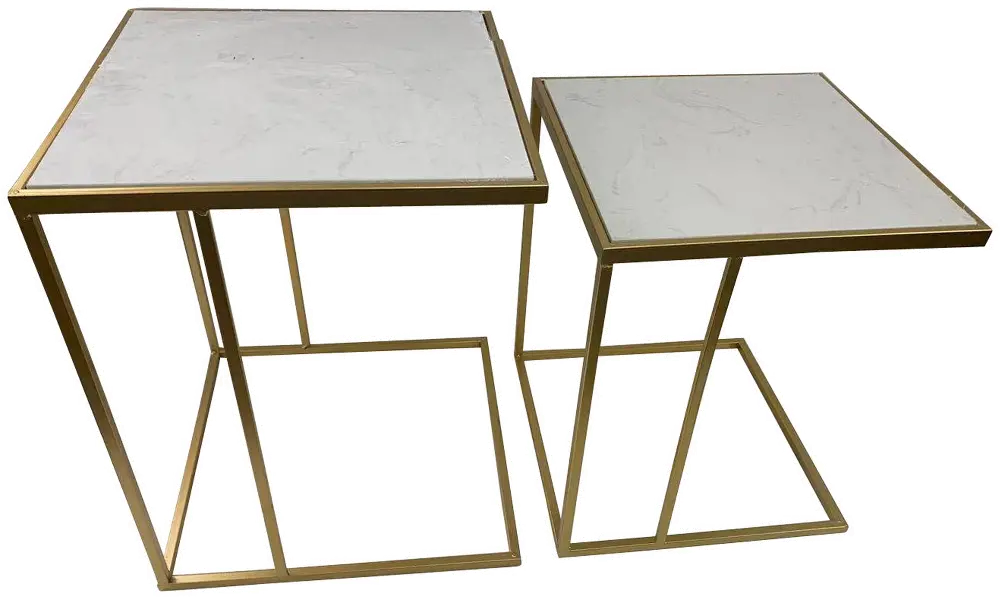 Samara Gold and Marble Nesting End Table Set of 2-1