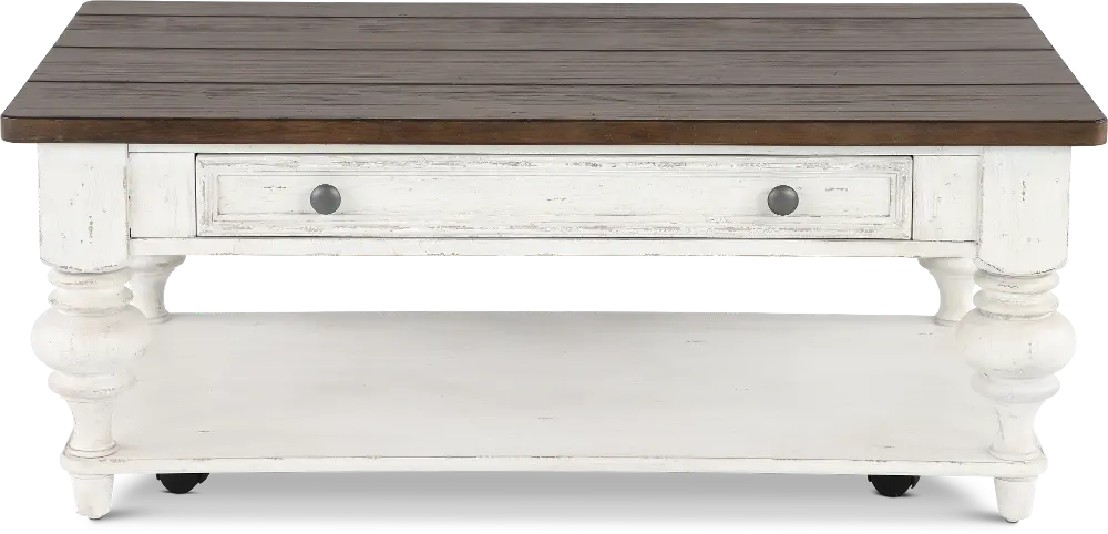 237-OT1010 River Place White and Brown Coffee Table-1