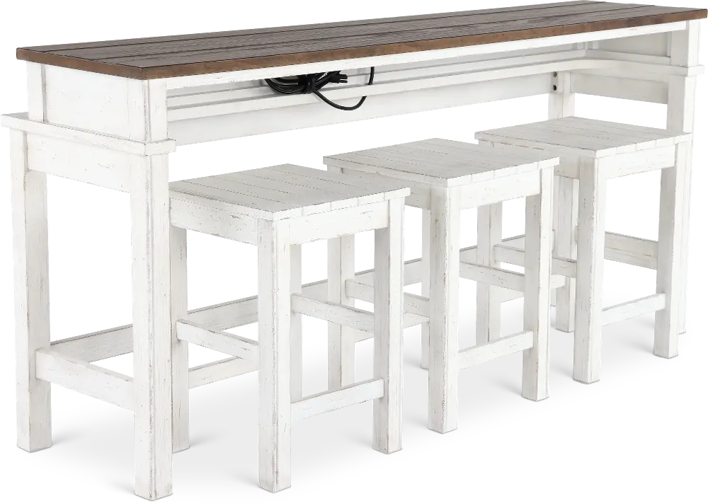 River Place White and Tobacco Sofa Table & Stool Set-1