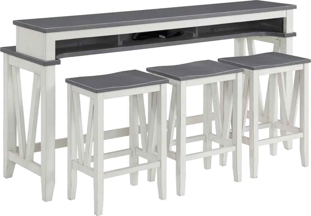 Del Mar White and Gray Sofa Table and Stool Set-1