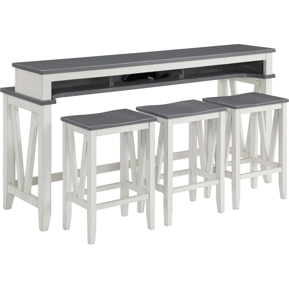 Del Mar White and Gray Sofa Table and Stool Set-1