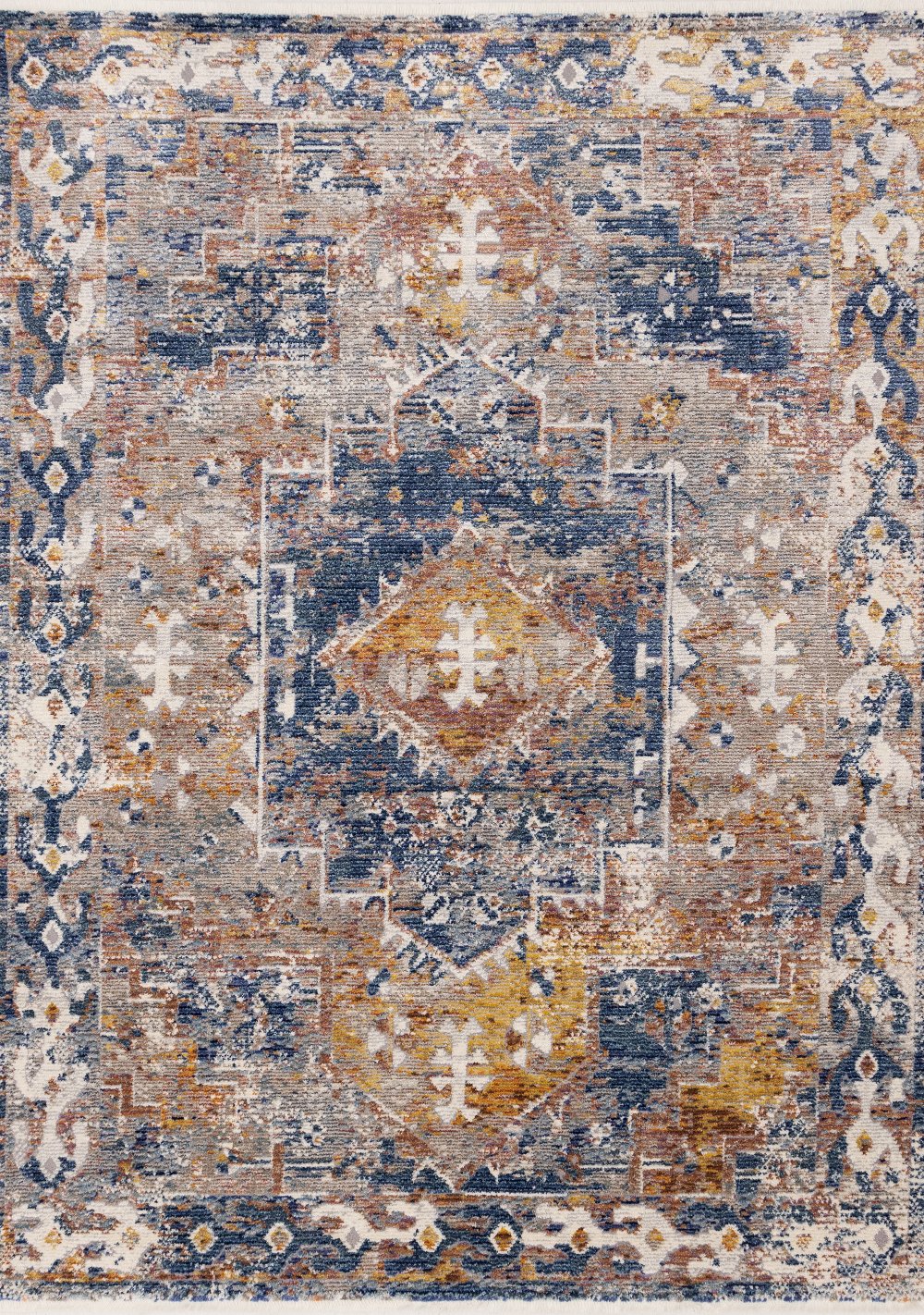 Evora Gray & Blue 5 x 7 Distressed Area Rug