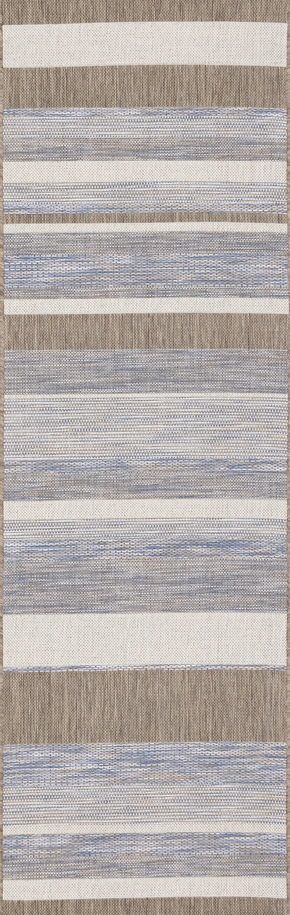 Trellis Gray and Brown Striped Indoor-Outdoor 6 Foot Runner Rug-1