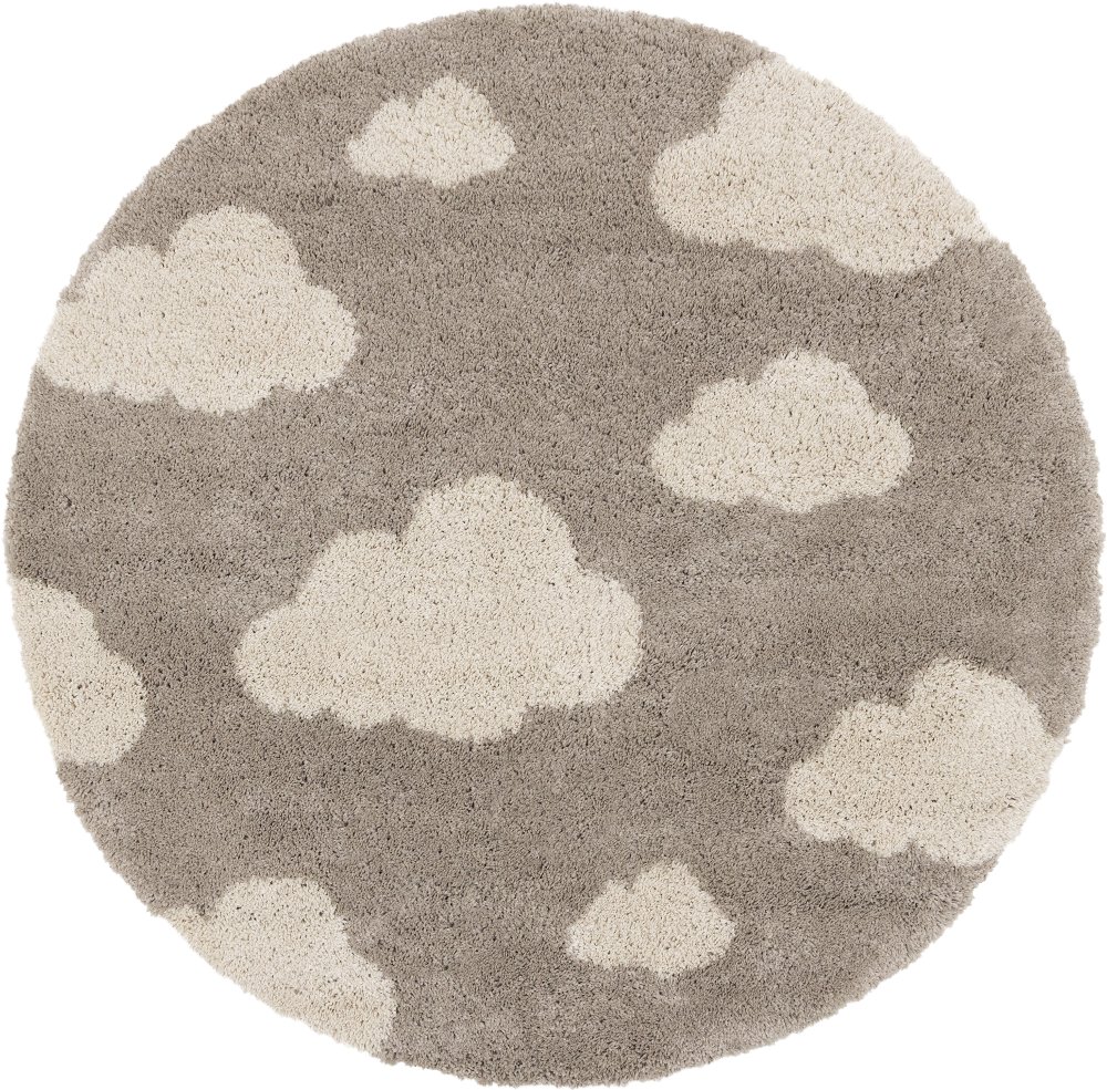 112934617 Kids Beige Cloud Print 5 Round Shag Rug sku 112934617