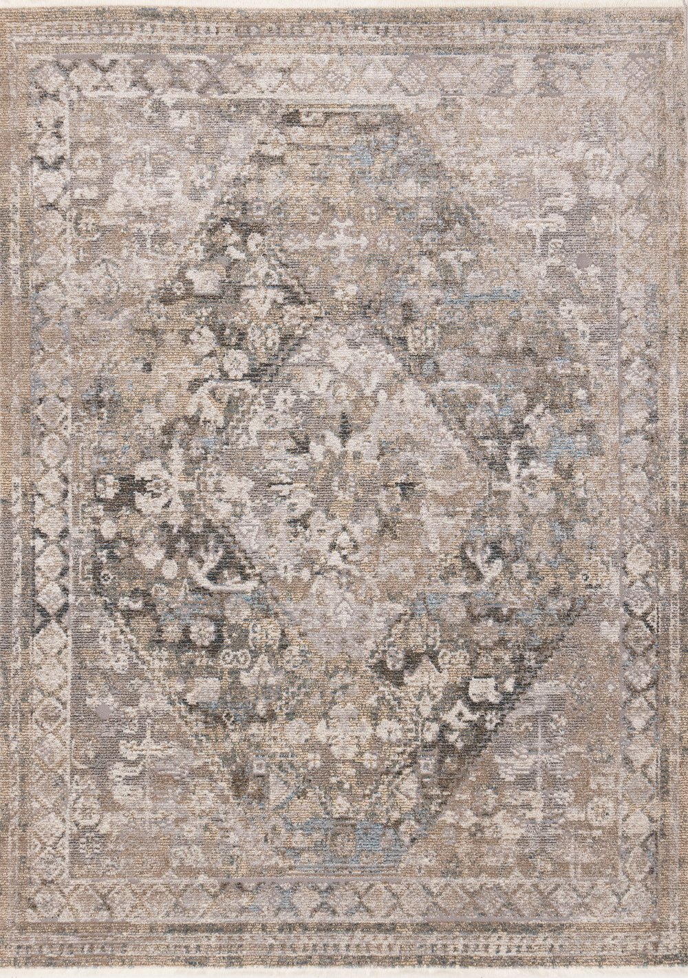 Evora Grey and Beige 5 x 8 Traditional Area Rug