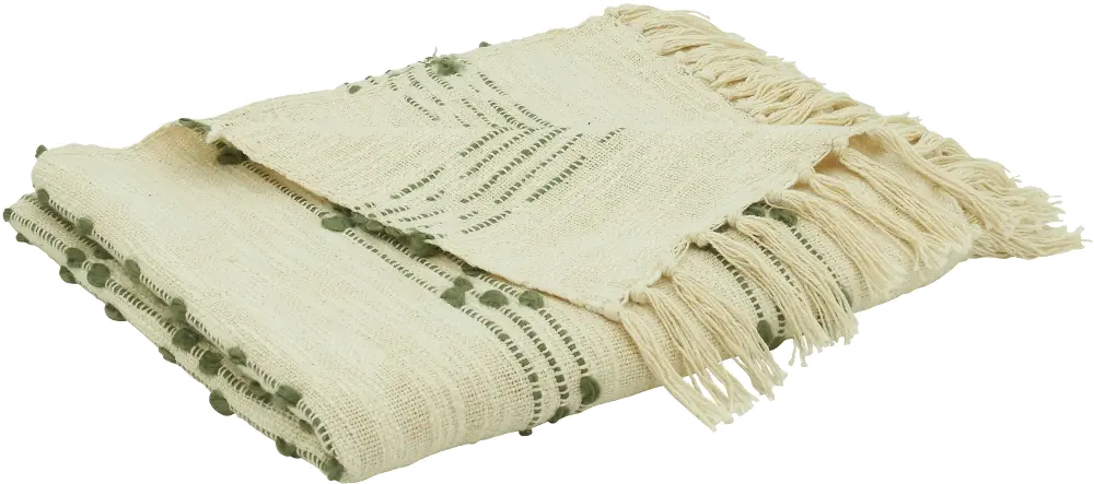 Green Woven Striped and Dotted Throw-1