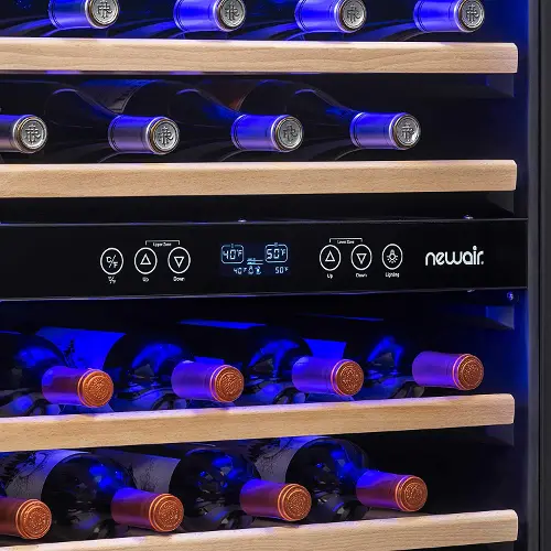 NewAir Built-In 46 Bottle Dual Zone Compressor Wine Fridge - Stainless Steel