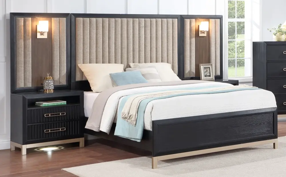 Charlotte Black and Khaki Queen Wall Bed-1