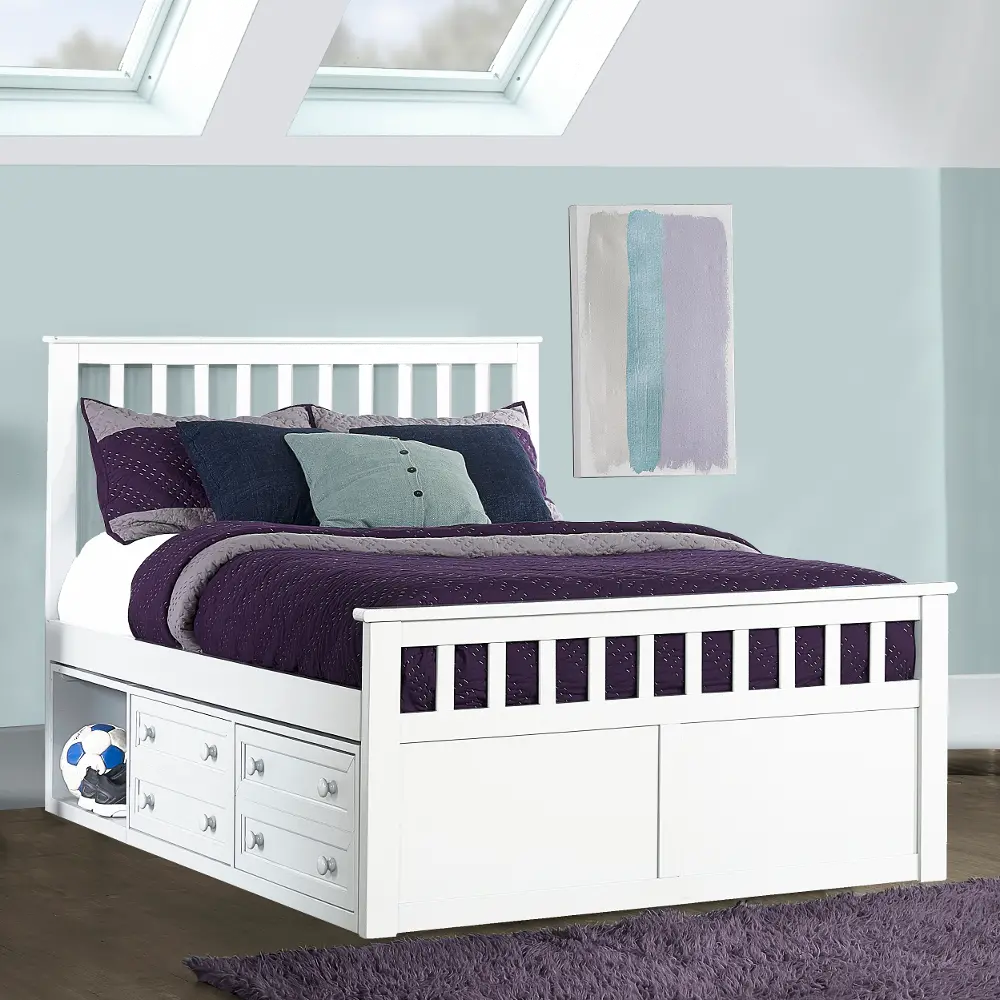Marley White Full Captain's Bed with Storage-1