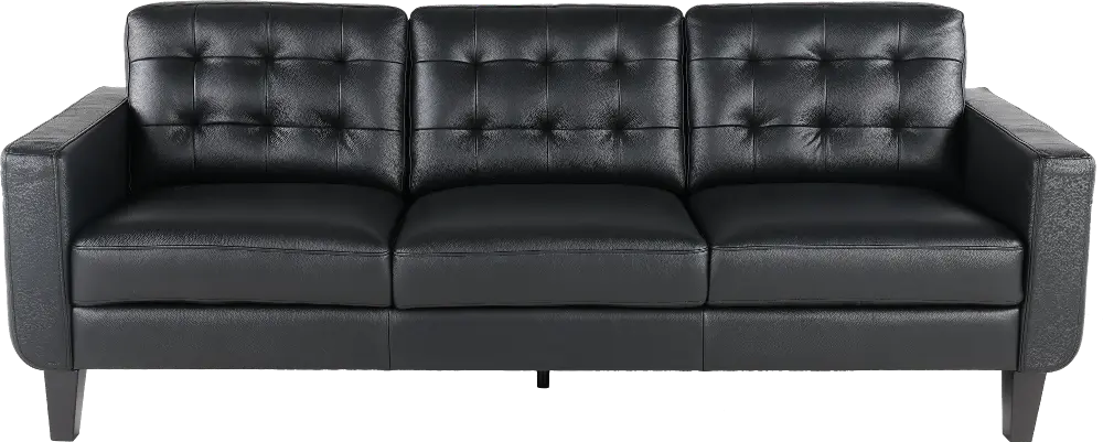 Cameron Black Leather Sofa-1