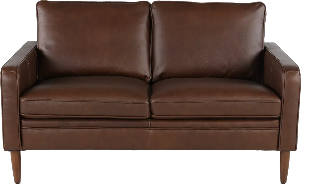 Volcano Brown Leather Loveseat-1