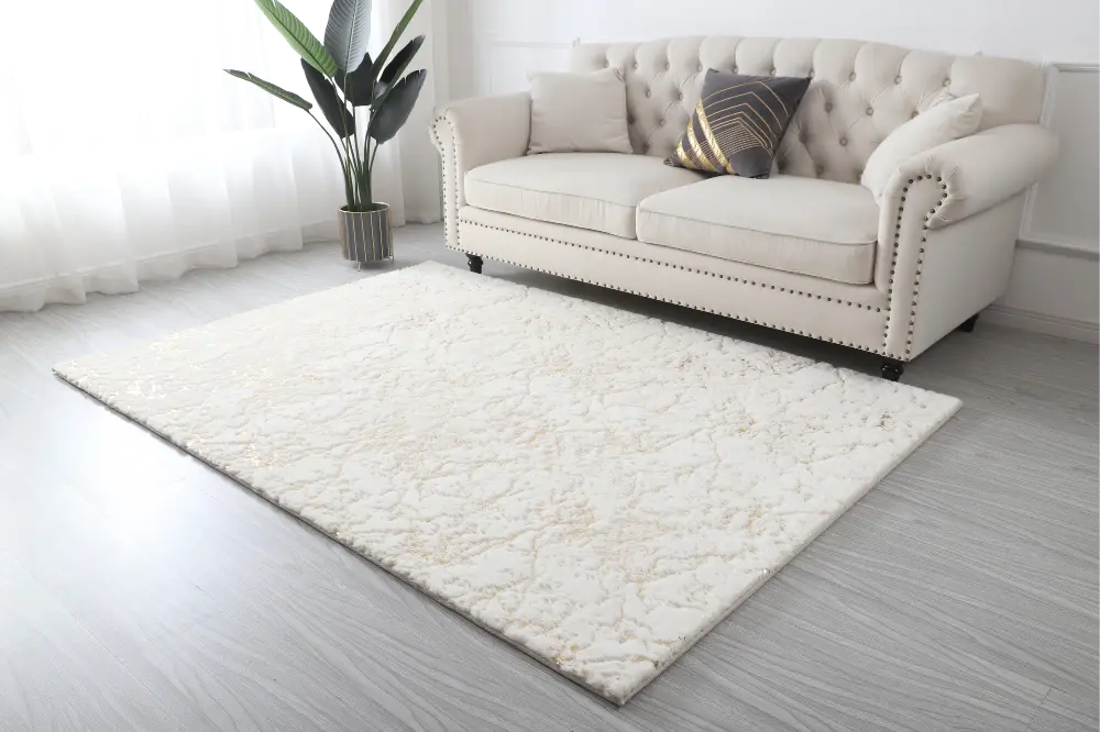 Metallica 5 x 7 White Scattered Lines Area Rug-1